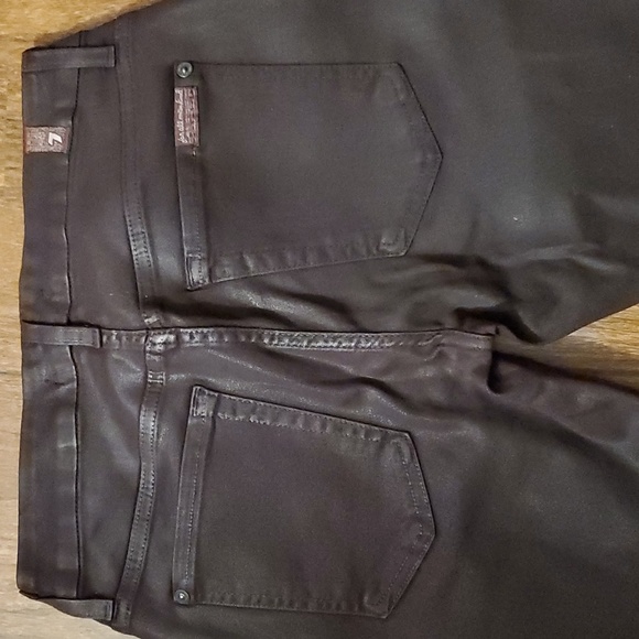 7 For All Mankind Waxed Distressed Women's Skinny Brown Pants - Size 27 - Picture 5 of 13